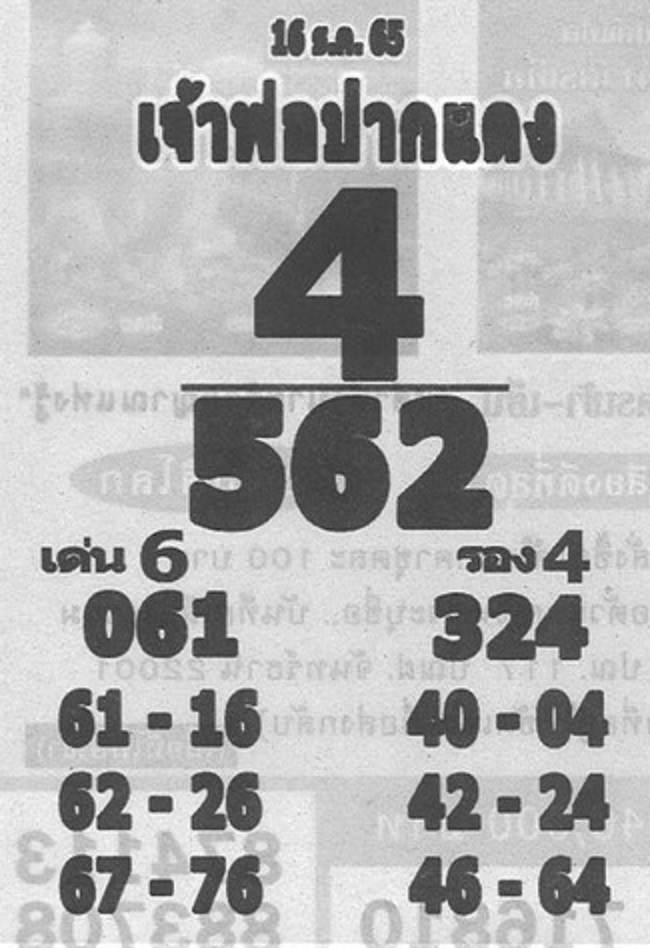 หวยหลวงพ่อปากแดง 16/12/65